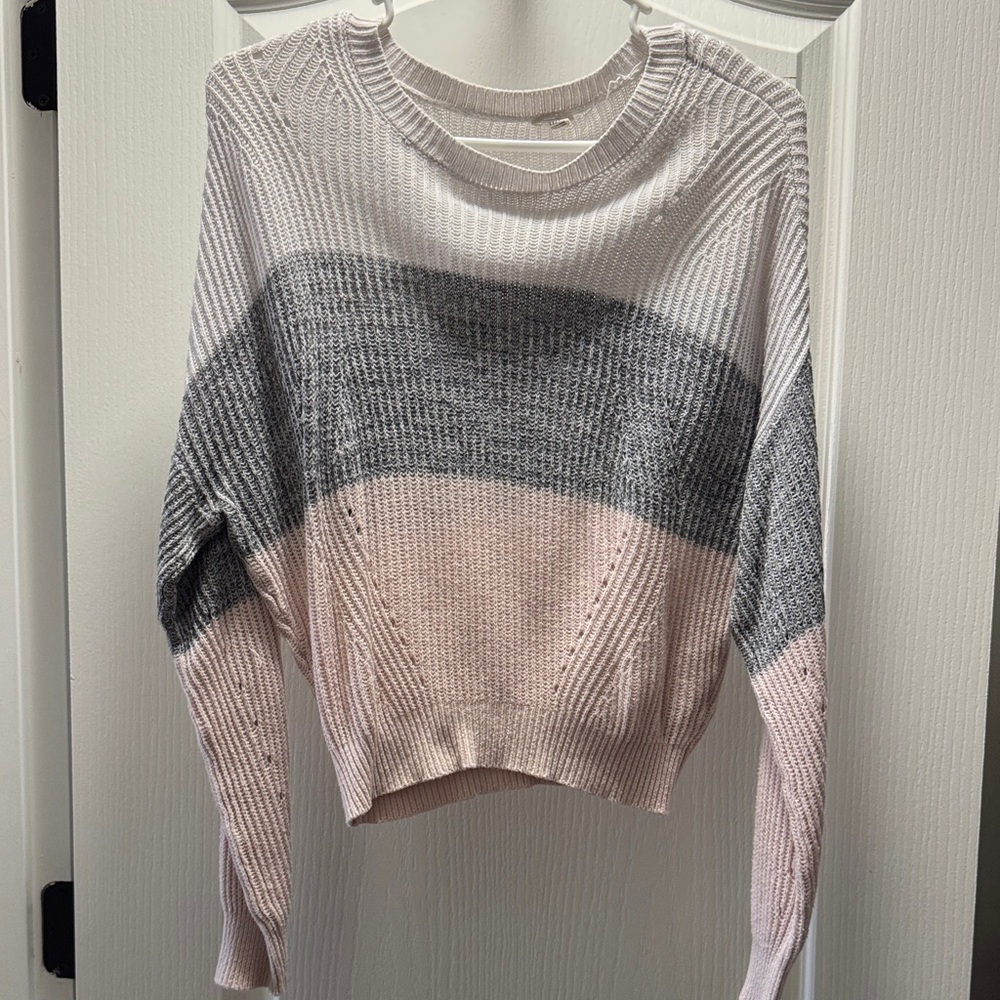 Garage Women's Color Block Sweater - Cream, Gray, and Pink